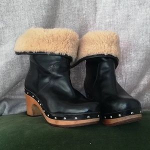 UGG leather & shearling fold-over boots, sz US 5/EU 36, Lynnea